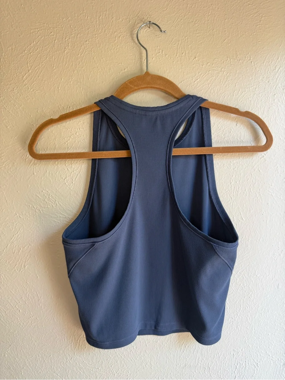 Athleta Slate Blue Ribbed Racerback Crop Tank - Picture 2 of 4